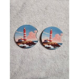 Lighthouse Car Coasters Absorbent Stone Cup Holder Coaster‎ Set of 2